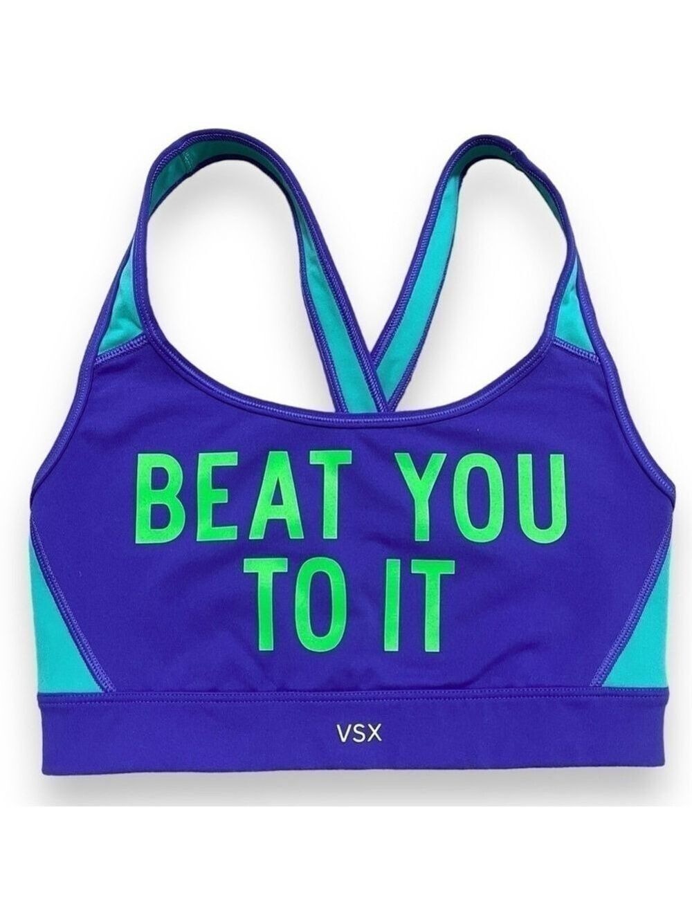 Victoria’s Secret VSX Sports Bra The Player Crossback Size Small, Purple & Teal